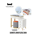 White dressing table with right drawers and dimensions