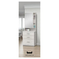 White dressing table with tall mirror in a bedroom