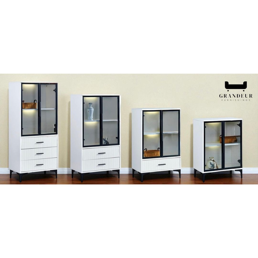 Elegant Glass Side Cabinet – Available in Four Sizes