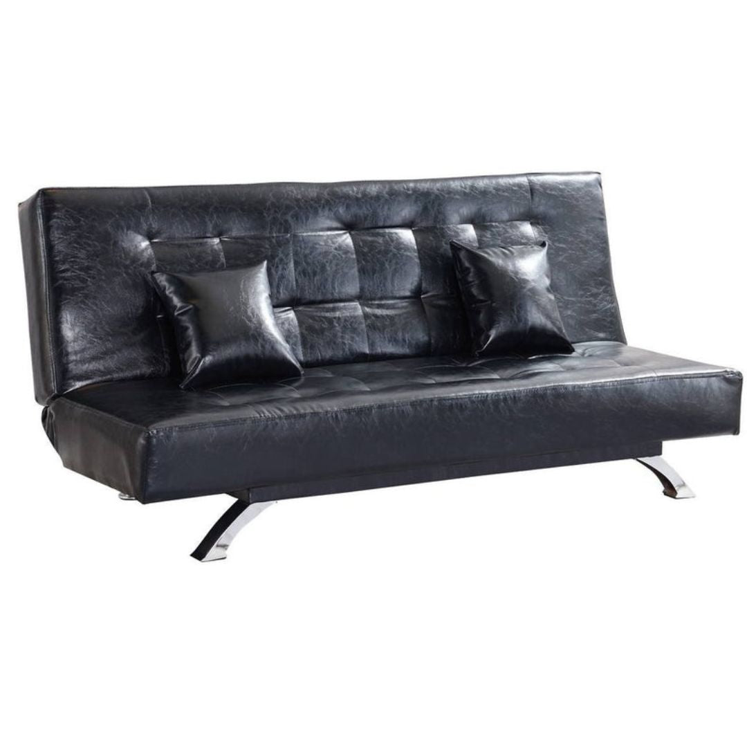 Stylish and Versatile Sofa Bed in Brown and Black Leather