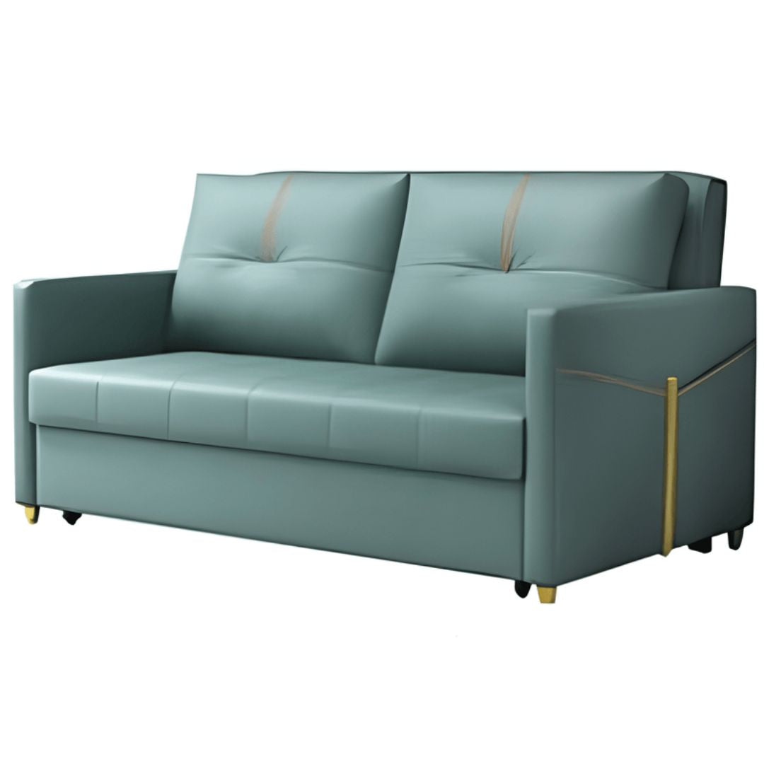 Versatile Sofa Bed with Gold Accents – Available in Blue, Teal, and Grey