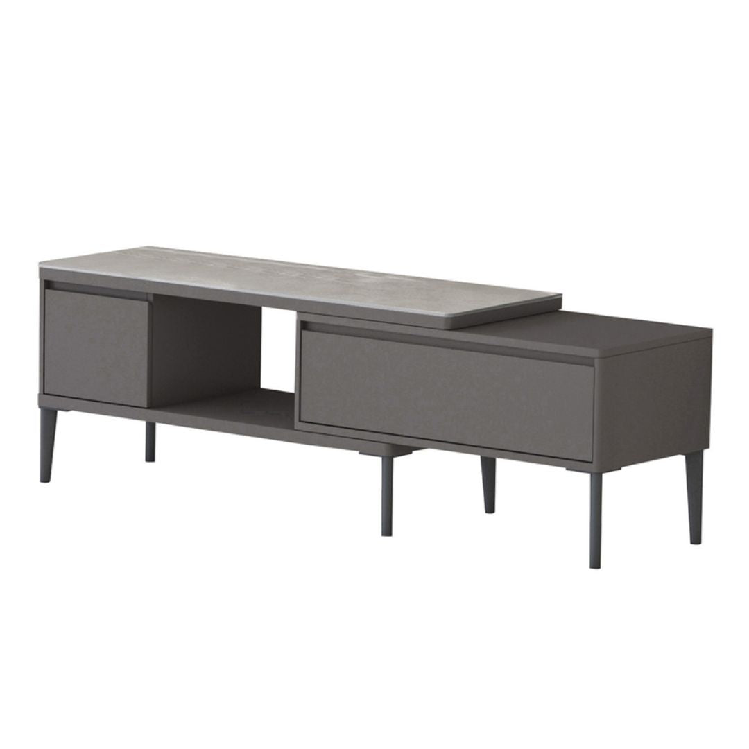 TV Console & Coffee Table Set – Gloss White or Gloss Grey Finish with Sintered Stone Top