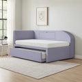 Lilac Verelle corner daybed, front view in a room