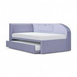 Lilac Verelle corner daybed with storage pocket and pull-out trundle