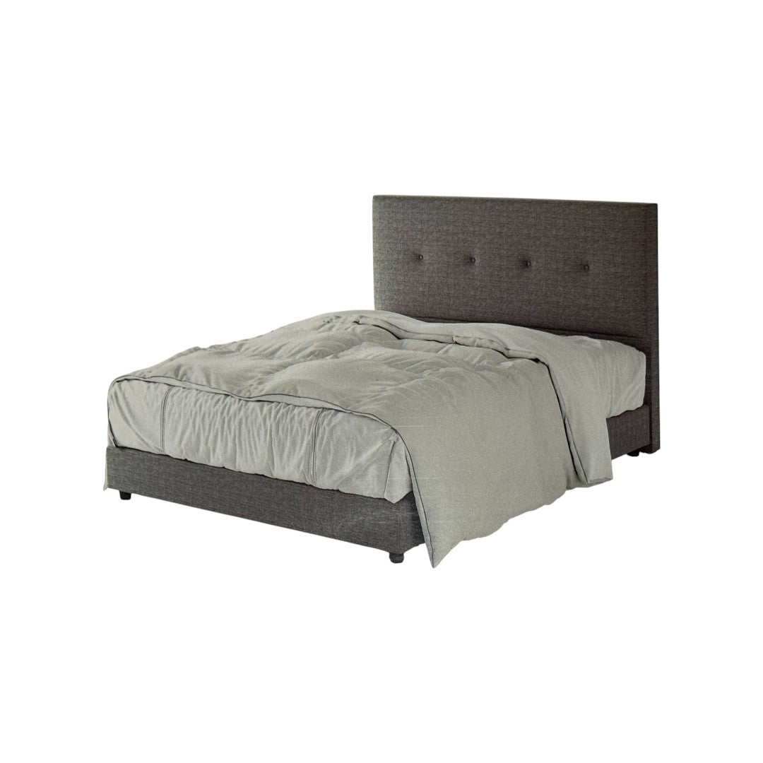 Modern Fabric Upholstered Bed Frame with Button-Tufted Headboard
