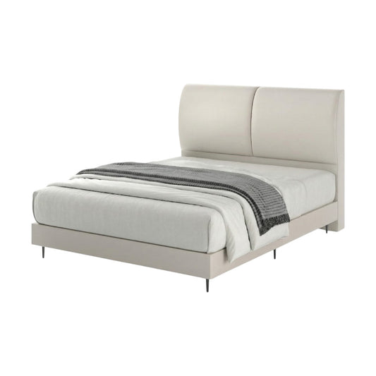 Modern Cushion Headboard Bed Frame | High Metal Legs