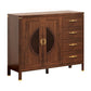 Elegant Wooden Sideboard Side Cabinet with Brass Accents