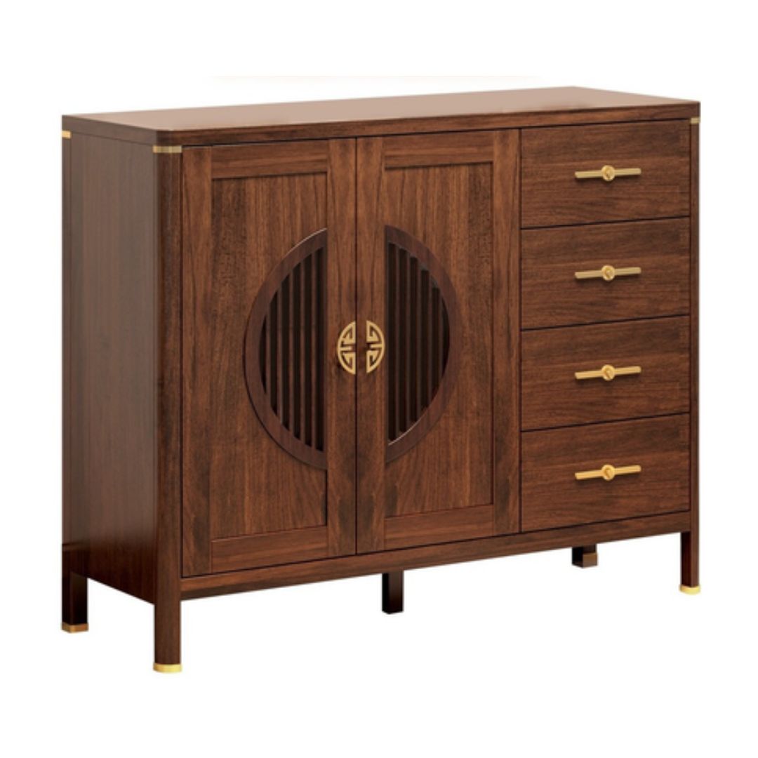 Elegant Wooden Sideboard Side Cabinet with Brass Accents