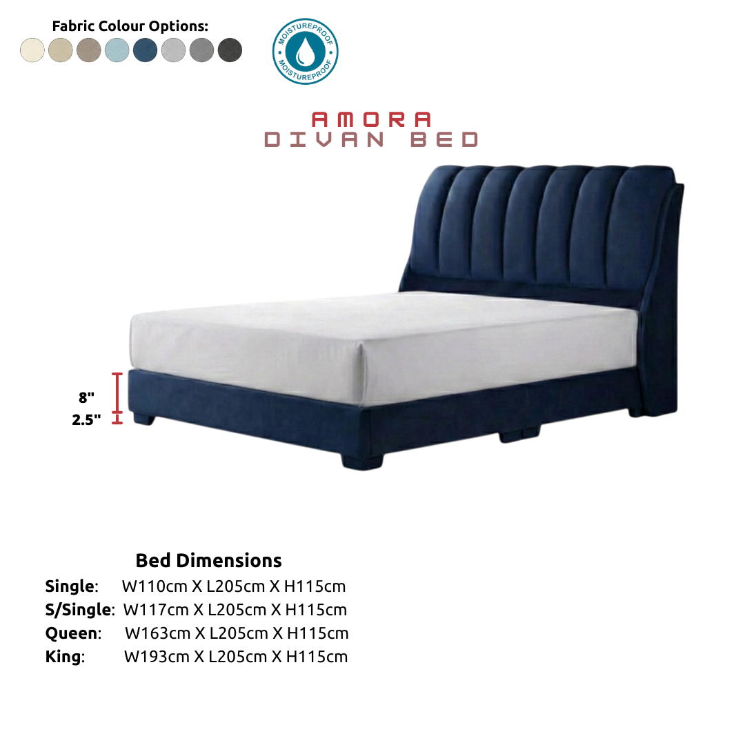Amora Luxury Divan Bed Frame | Modern Channel Tufted Headboard