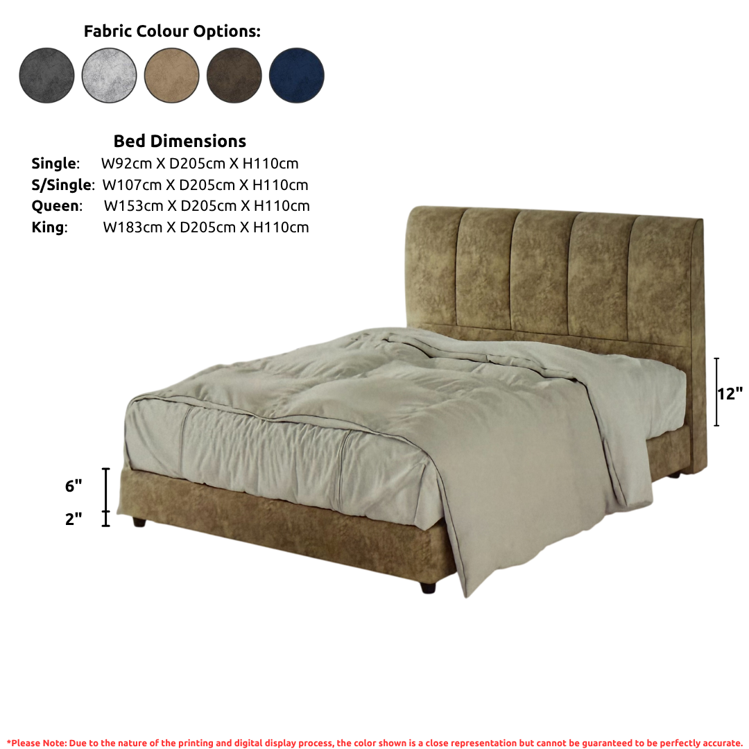 Modern Upholstered Bed Frame with Vertical Panel Headboard