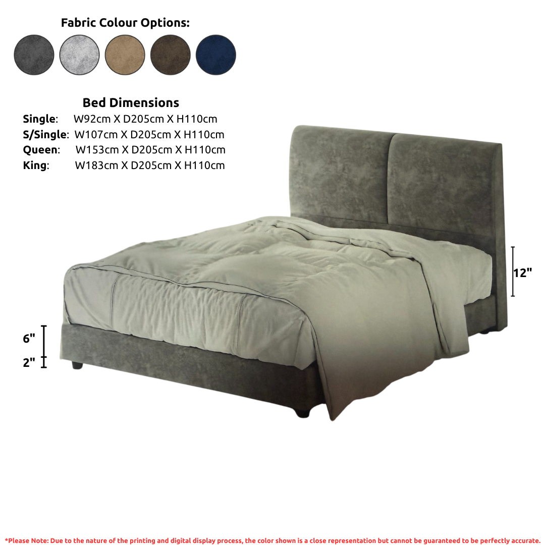 Minimalist Fabric Bed Frame with Soft Panel Headboard