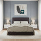 Minimalist upholstered bed with padded button-tufted headboard