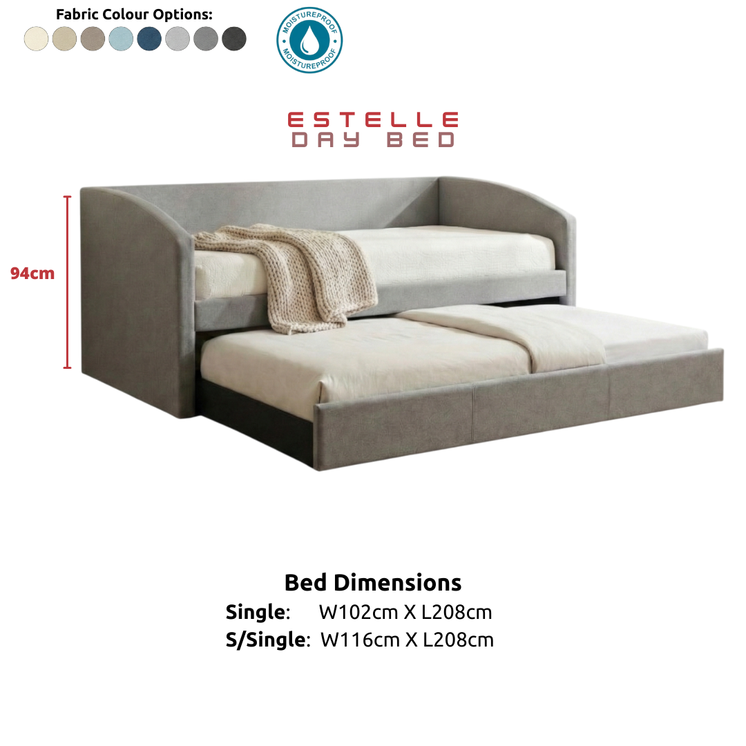 Estelle Daybed with Pull-Out Trundle | Minimalist Curved Sofa Bed