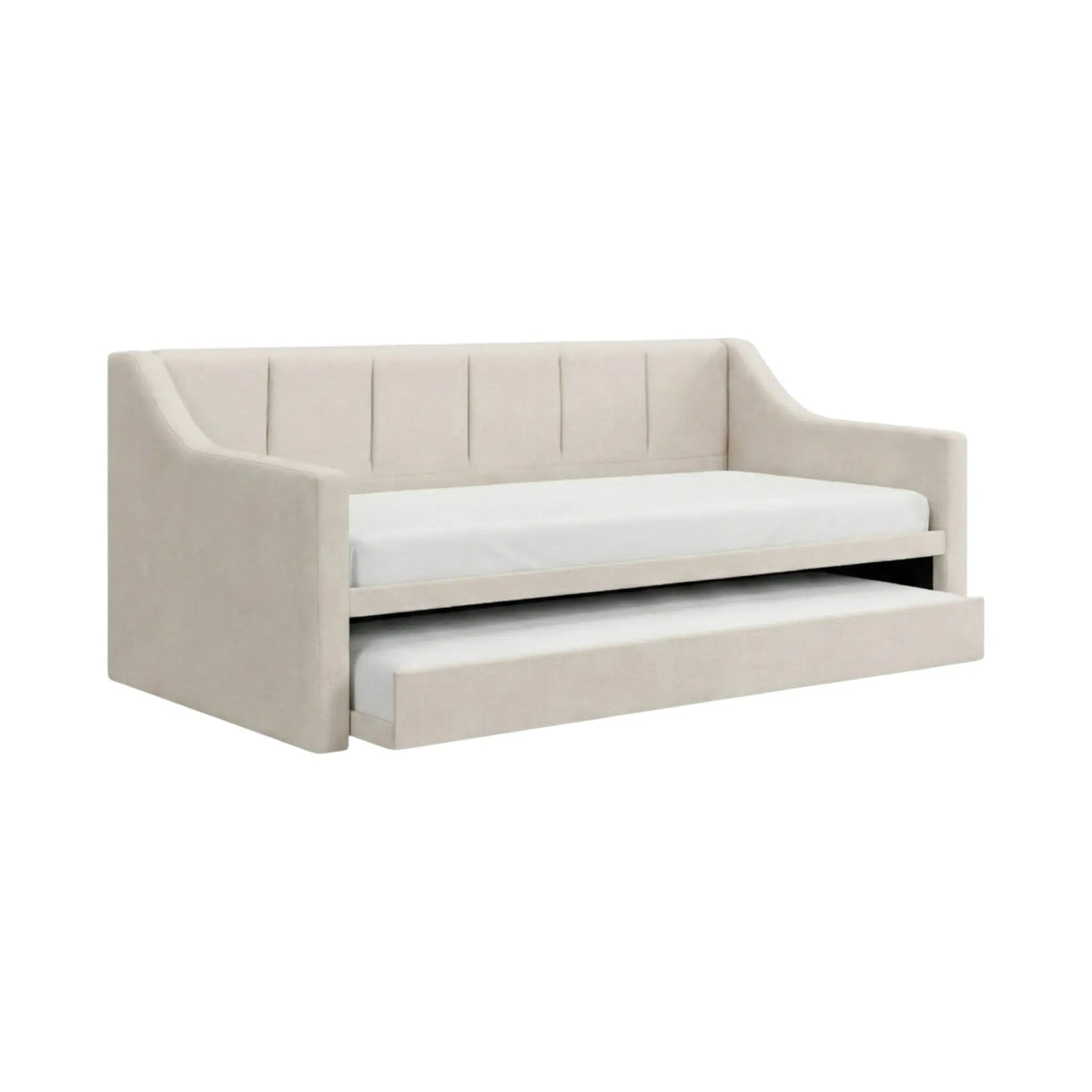 Cream Vionis daybed with padded sides and pull-out trundle