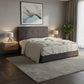 Minimalist upholstered bed with padded button-tufted headboard