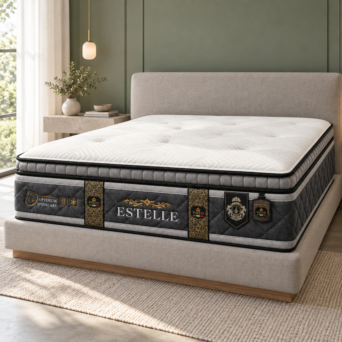 Vanzio Italia Estelle 14-Inch Pillow Top Pocket Spring Mattress Grandeur Furnishings