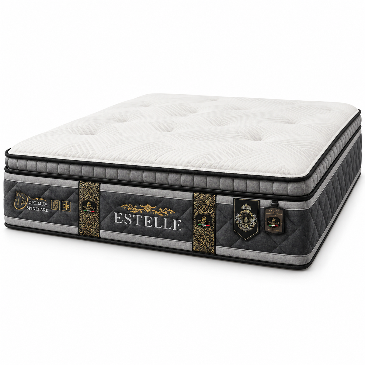 Vanzio Italia Estelle 14-Inch Pillow Top Pocket Spring Mattress Grandeur Furnishings