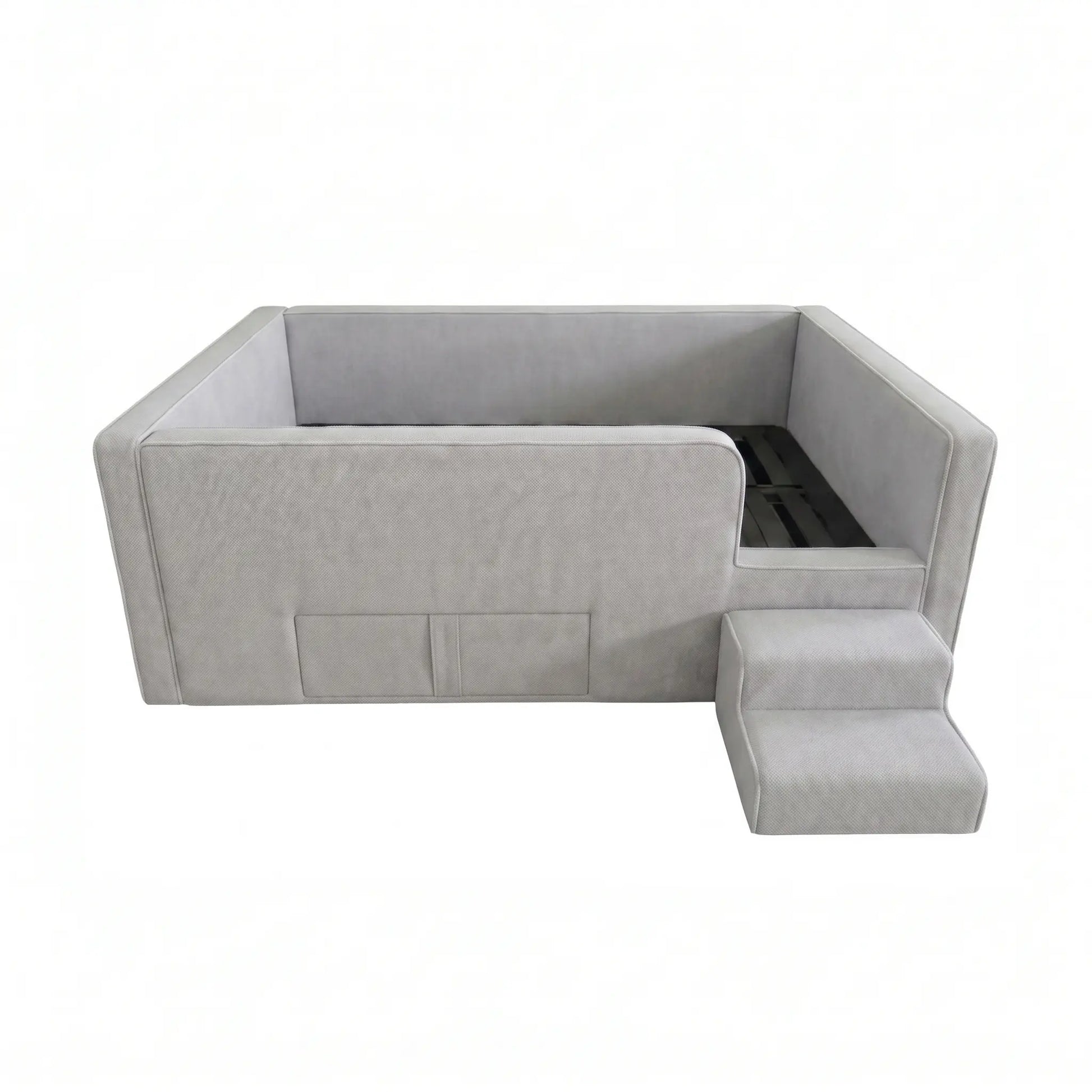 Caelia Daybed w/ Enclosed Frame & Steps | | Luxury Upholstered Kids Bed | Storage Drawer Grandeur Furnishings