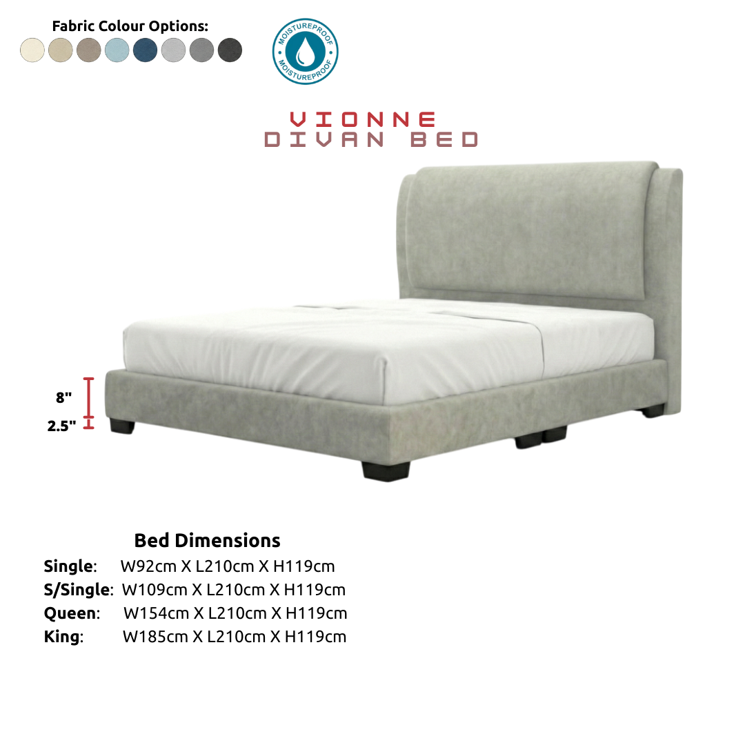 Vionne Nordic Luxury Bed Frame | Easy-Clean Premium Fabric | Elegant High Headboard