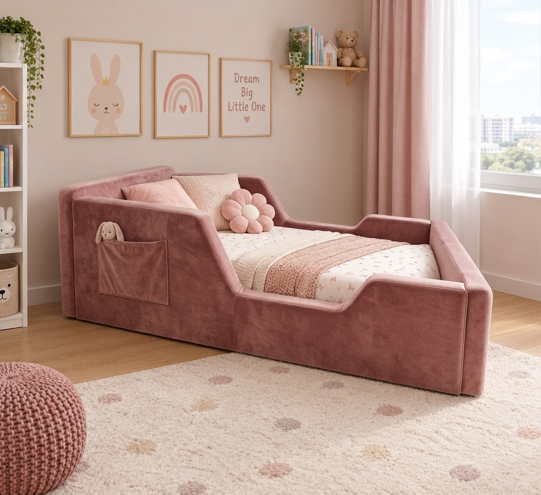 Elyssia Upholstered Daybed Frame with Side Storage Pocket Grandeur Furnishings