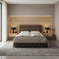 Modern Fabric Bed Frame with Cushioned Panel Headboard