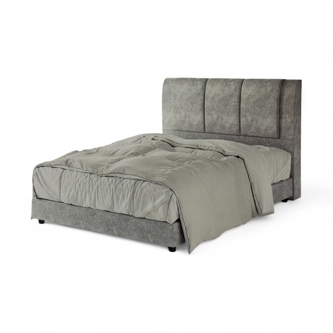 Fabric Upholstered Bed Frame with Padded Panel Headboard