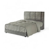 Fabric Upholstered Bed Frame with Padded Panel Headboard Grandeur Furnishings