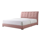 Pink Vellure upholstered bed with split tufted headboard