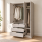 3-Door Wardrobe with Mirror and Drawers Grandeur Furnishings