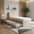 Cream Vantara guest bed with trundle extended in a bedroom