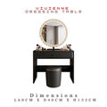 Vivienne Black Vanity Desk with Crystal LED Mirror & Stool Grandeur Furnishings