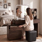 Isabelle Walnut Dressing Table Set with Mirror, Shelves & Stool Grandeur Furnishings