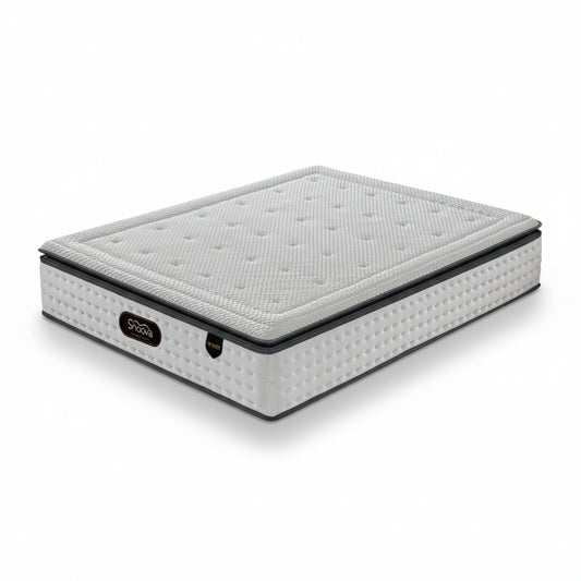 Snoova Prestige Natural Latex Pillow Top Mattress - Cooling Ice Silk Fabric & 7-Zone Pocket Springs Grandeur Furnishings