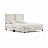 Cream Calden upholstered bed with two-tone headboard