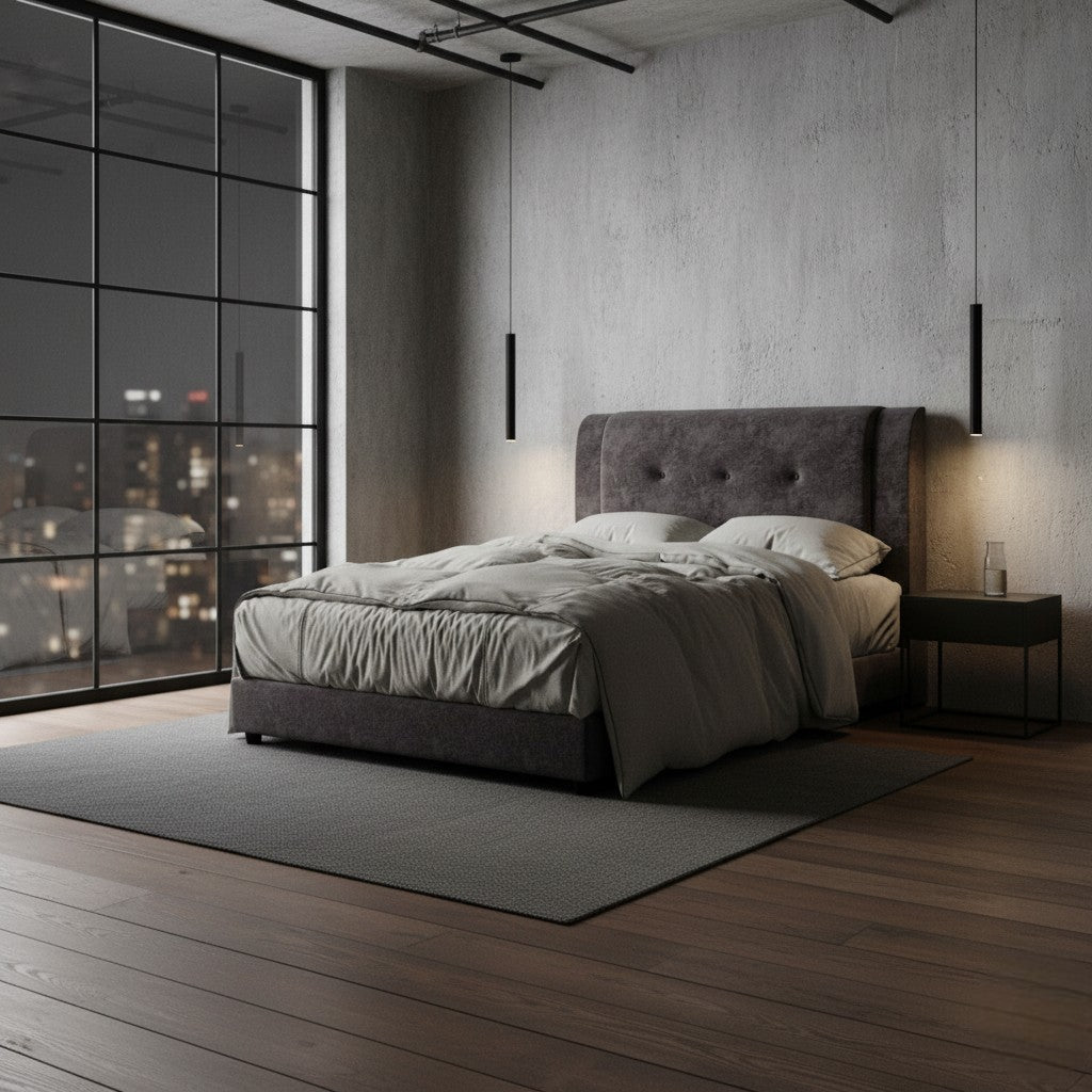 Hotel-Style Fabric Bed Frame with Plush Headboard