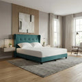Teal Astria bed beside a window