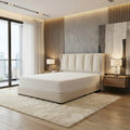Cream Mirage bed beside a tall window