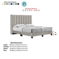 Light grey Seraph bed with colour options and dimensions