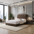 Brown Mirevo wingback bed beside a window