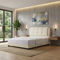 Cream Ovelle wingback bed in a bright bedroom