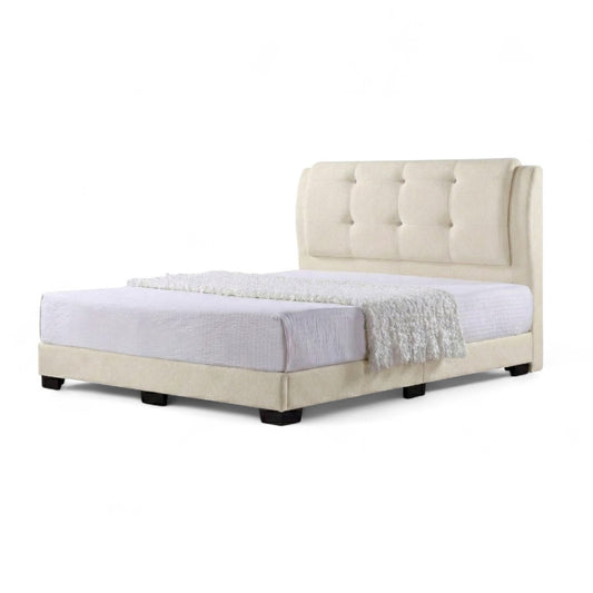 Ovelle Designer Divan Bed - Plush Button Tufted Wing Headboard with Low Profile Base