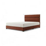 Rust Lumora upholstered bed with horizontal-panel headboard
