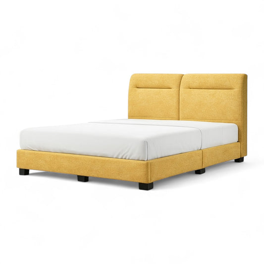 Merado Fabric Divan Bed - 8 Inch Base with Modern Minimalist Headboard