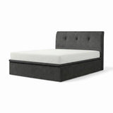 Charcoal Opalia upholstered bed with button-tufted headboard