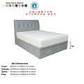 Grey Celestia bed with colour options and dimensions