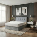 Grey Celestia bed beside a bright window