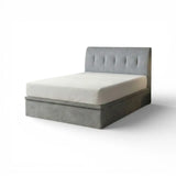 Grey Celestia upholstered bed with button-tufted headboard