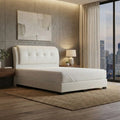White Serano bed with rolled headboard in a bedroom