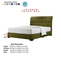 Olive green Velaris bed with colour options and dimensions