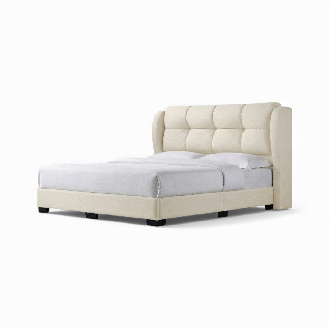 Tranquil Luxury Fabric Divan Bed Frame | High Winged Cushion Headboard